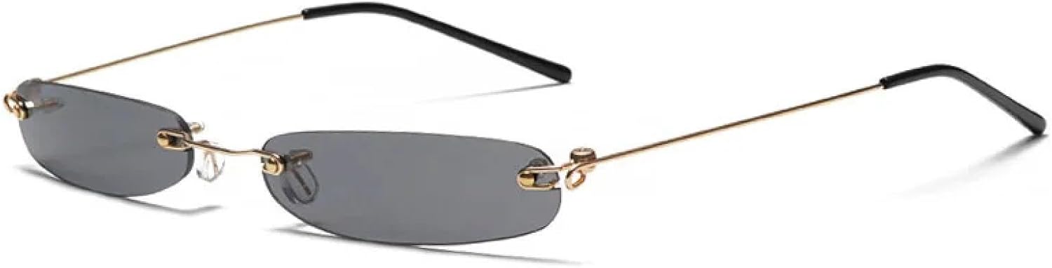 

Солнцезащитные очки без оправы прямоугольной формы для мужчин и женщин, для уличной фотографии, пляжных прогулок и вождения, защита от УФ-излучения UV400 UATXTAU, Gold-black