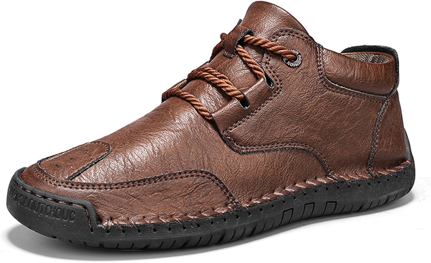 

Мужские кожаные прогулочные туфли, классический ретро-дизайн, низкие повседневные мужские туфли, усиленные швы на подошве, мягкие, удобные, нескользящие, прочные Vtiao, темно-коричневый