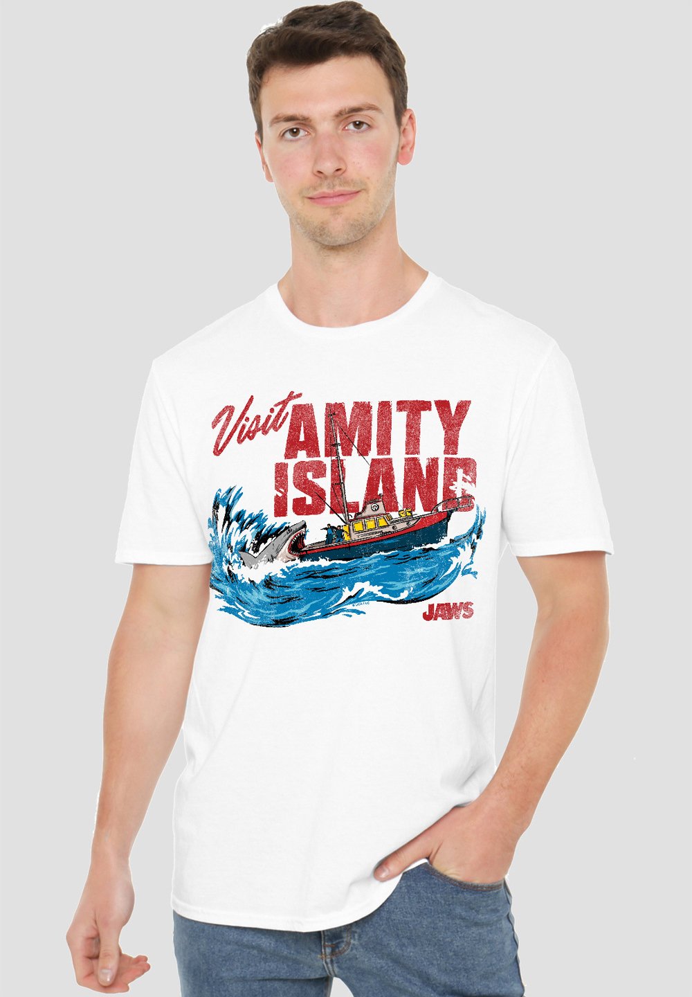 

Футболка с принтом JAWS VISIT AMITY ISLAND BITE Universal Studios, белый
