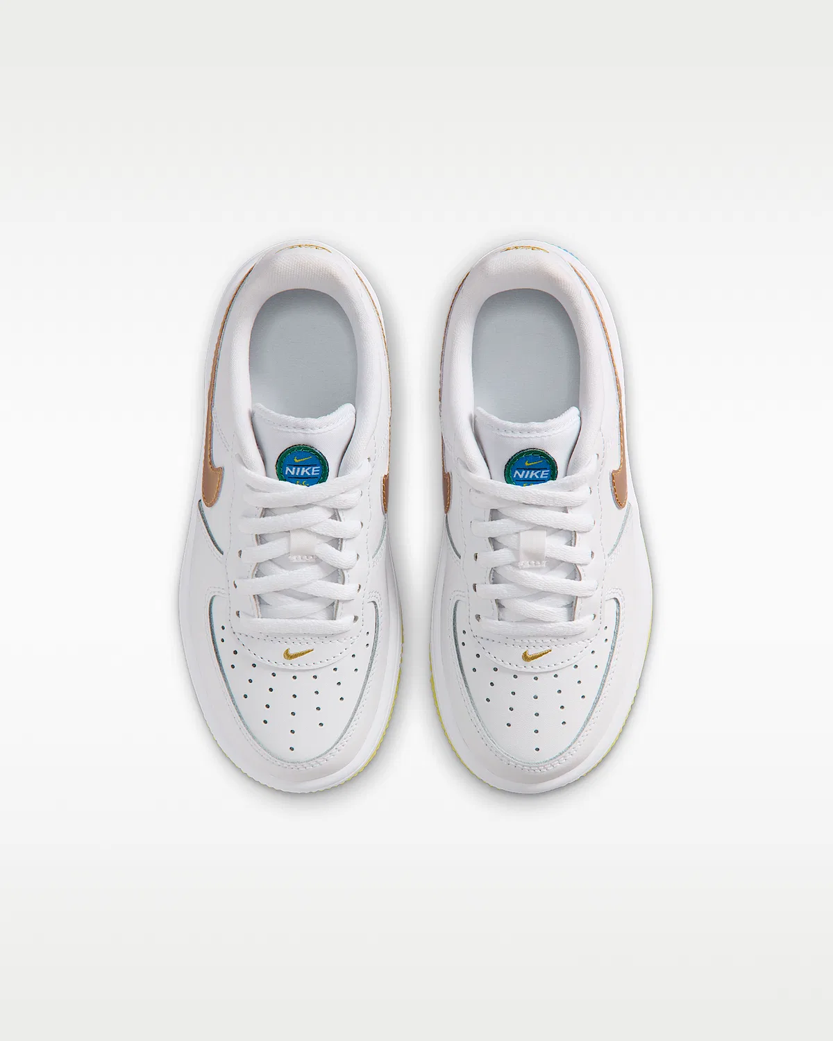 Кроссовки Nike Force 1 Low для малышей, White/Soar/Sonic Yellow/Metallic Gold — фото 4