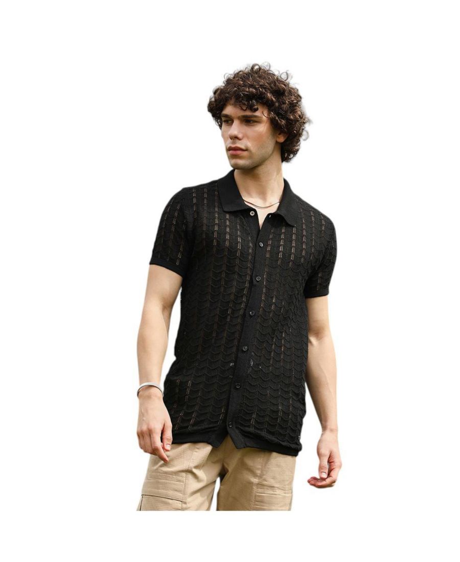 

Мужская приталенная рубашка из трикотажа Spear-Knit Campus Sutra, Black