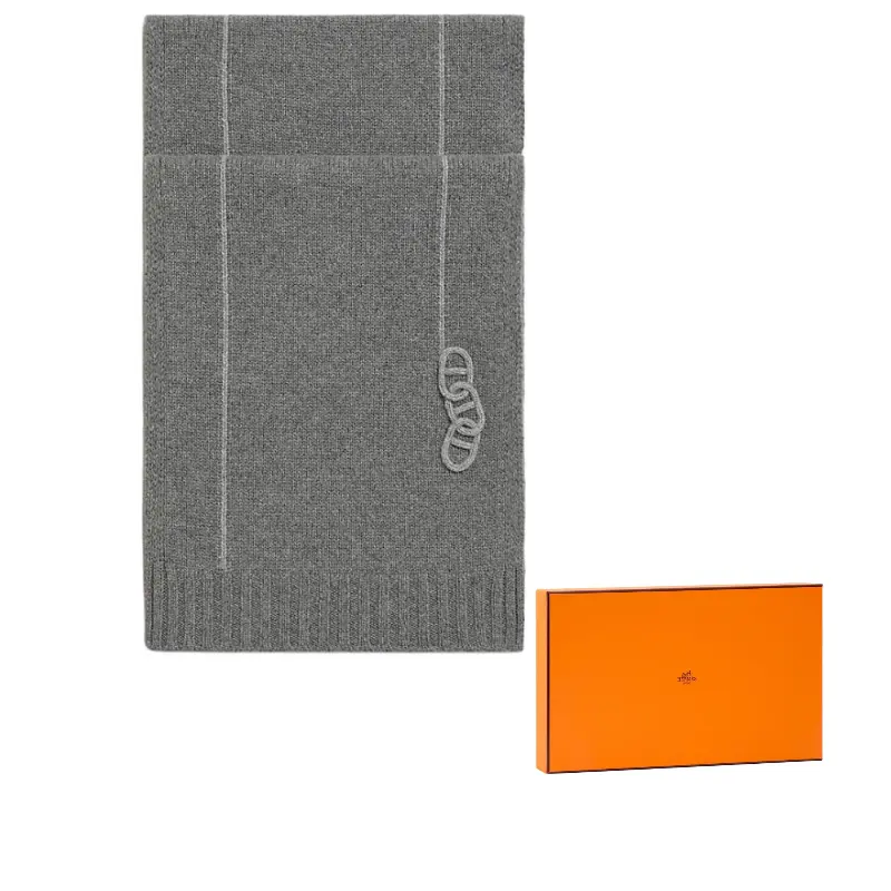 

HERMES Серый кашемировый шарф для мужчин, Gray