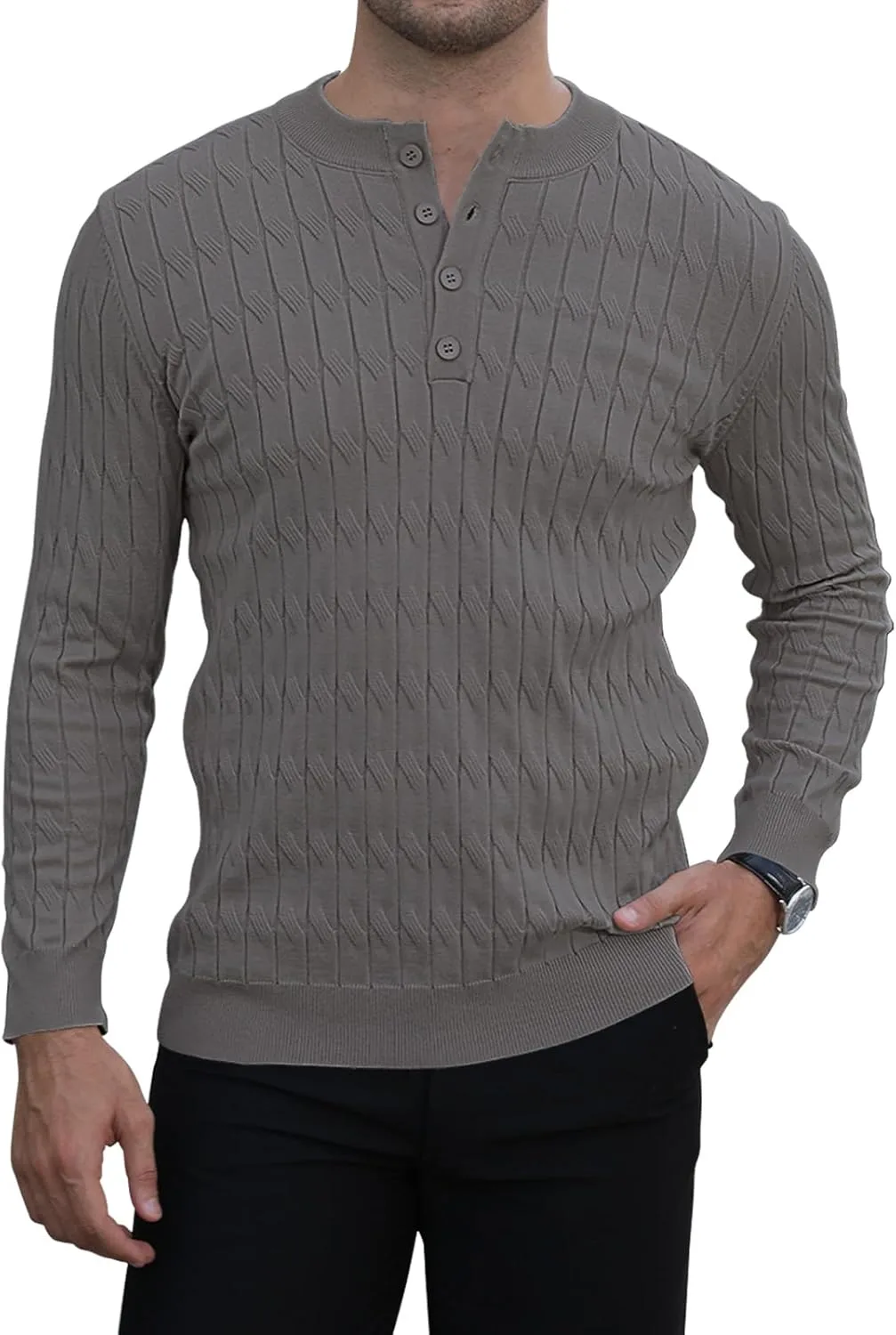 

MLANM мужской свитер-хенли с длинным рукавом