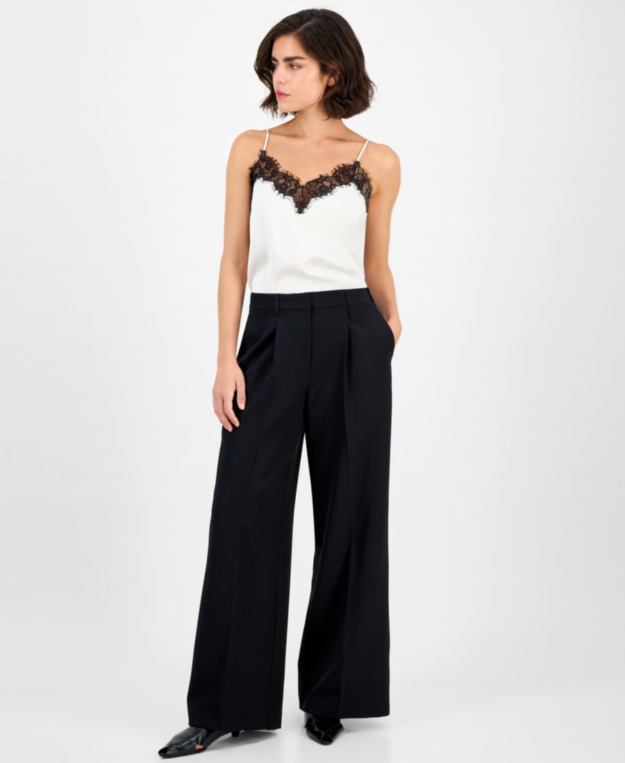 

Женские плиссированные брюки с широкими штанинами BOSS Orange, Black