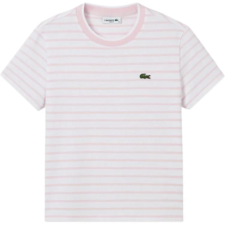 Женская футболка LACOSTE с круглым вырезом и прямым кроем, HHW/Navy Blue/White Multicolor — фото 3