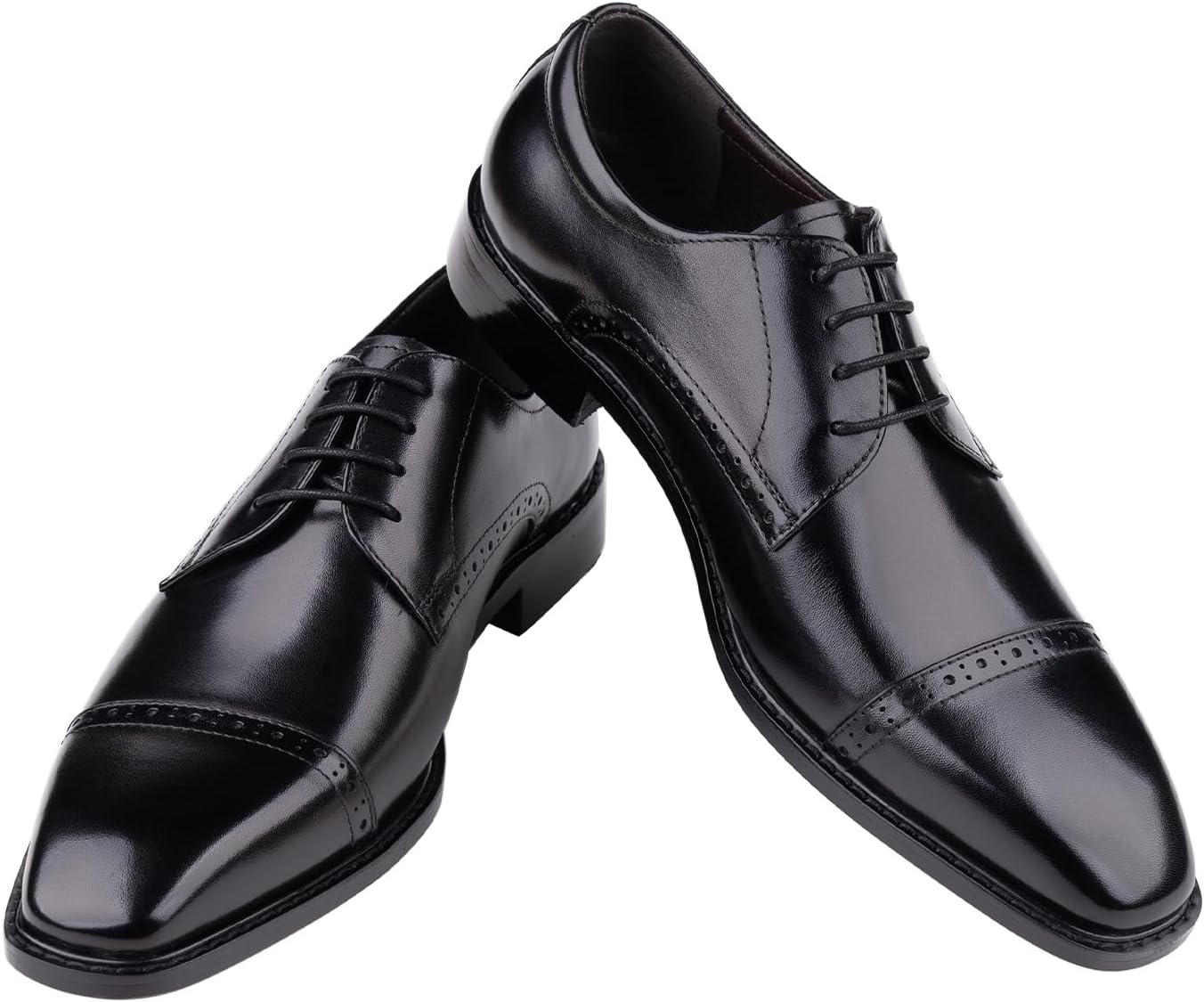 

Мужские оксфорды GZOJSS Роскошные формальные туфли Ретро стиль Повседневные удобные туфли из натуральной кожи Деловые дерби со шнуровкой С обувью с классическим носком Премиальная серия Generic, черный