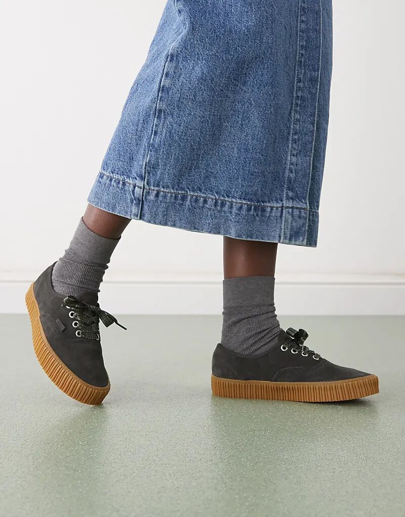 Кроссовки Vans Authentic Creeper черного цвета с резиновой подошвой и напечатанными шнурками