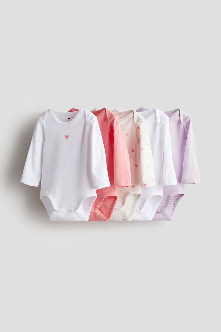 

Набор из 5 боди с длинными рукавами H&M, розовый