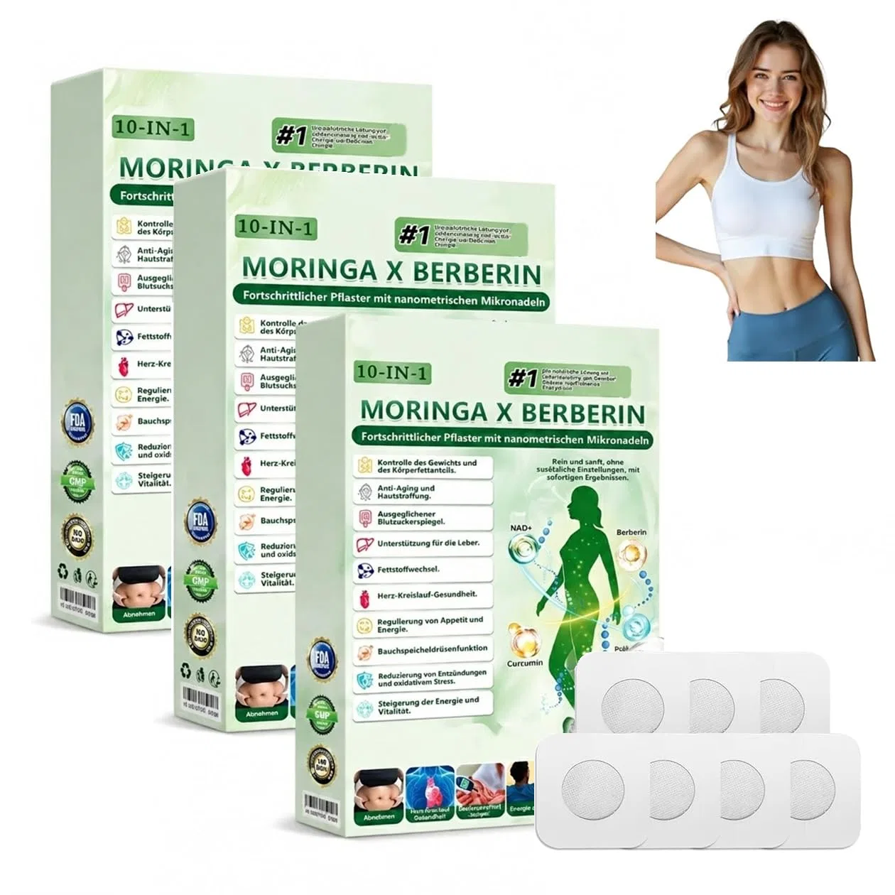 Нано-микроигольные патчи «Moringa NAD+ 10-in-1» с берберином Schwagebo