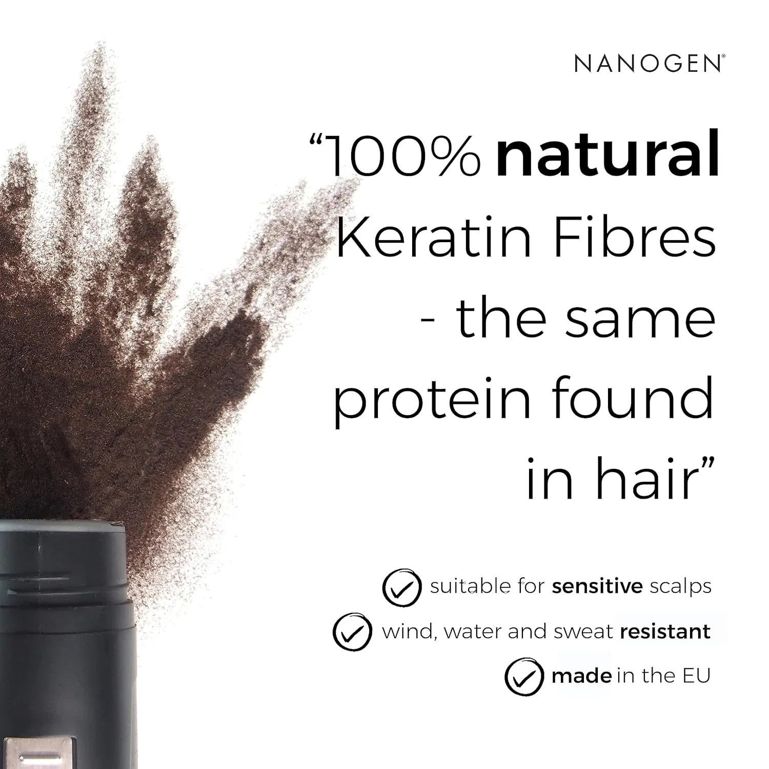 Загущающие кератиновые волокна для волос «Keratin Thickening Hair Fibres» от Nanogen Nanogen — фото 2