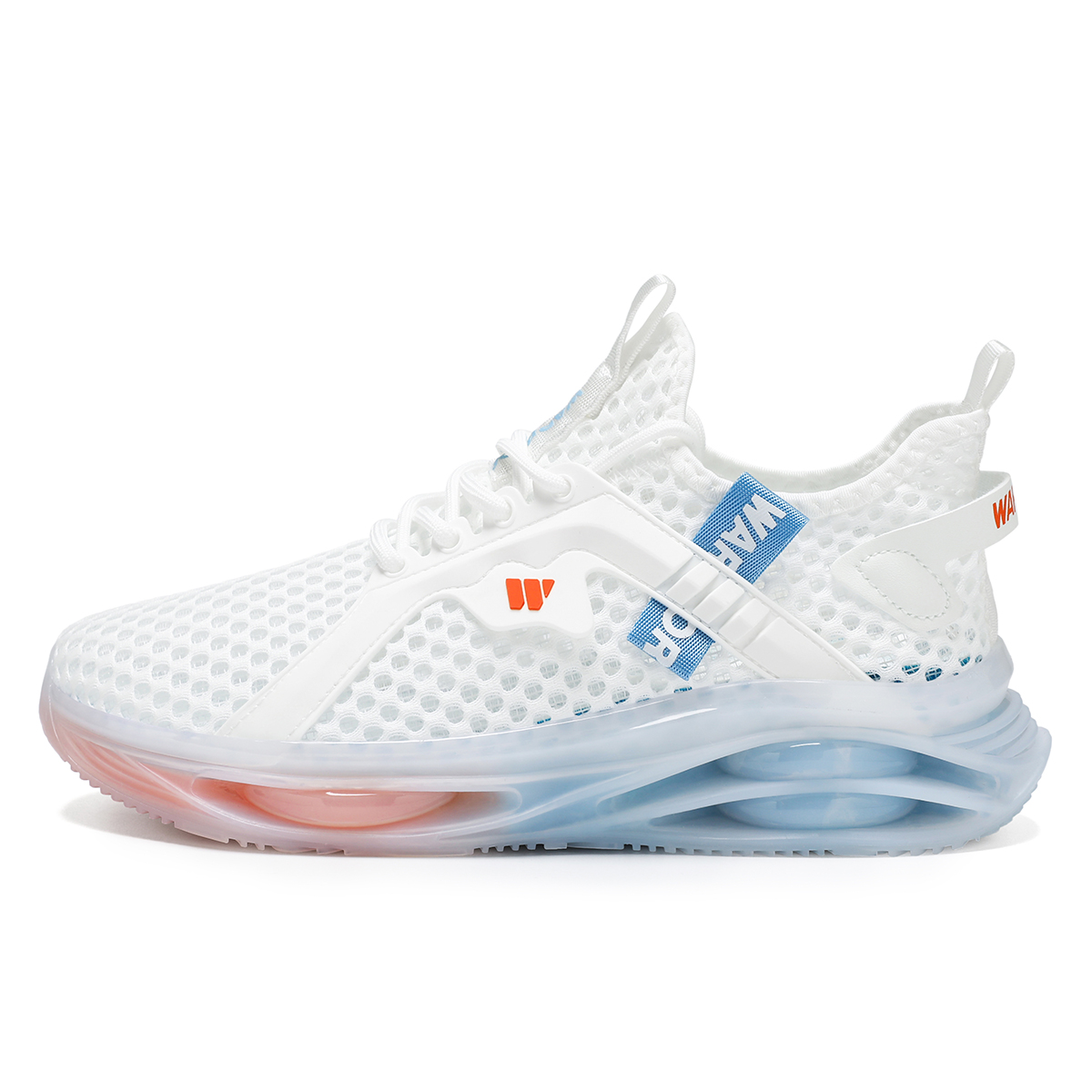 

WARRIOR Амортизирующие легкие нескользящие массивные кроссовки мужские низкие бело-сине-оранжевые, цвет White Blue Orange