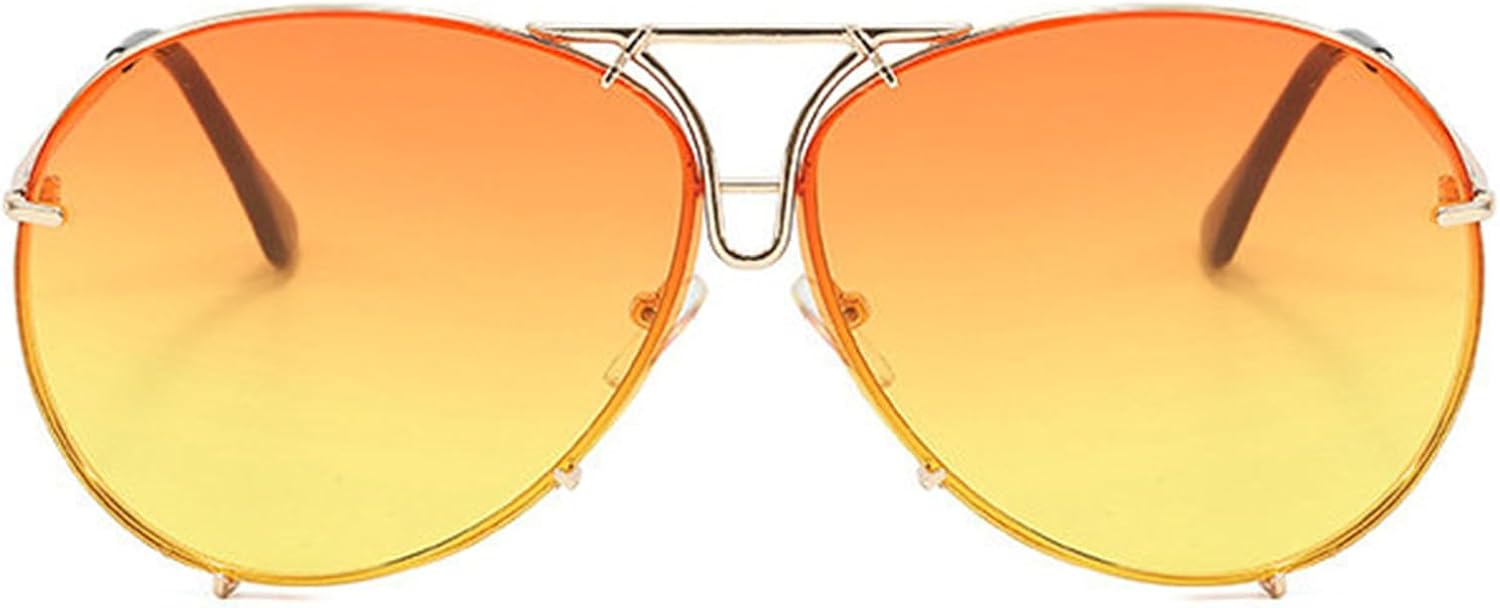 

Солнцезащитные очки Willochra Retro для женщин, большие круглые, для мужчин, модные очки-пилот в роскошной металлической оправе, солнцезащитные очки с защитой от УФ-излучения UV400, Orange