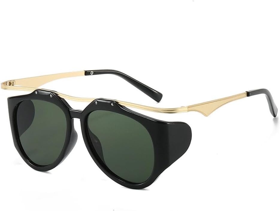 

Солнцезащитные очки в толстом стиле для мужчин, панк, роскошные солнцезащитные очки для женщин и мужчин, ретро, ​​черные, для активного отдыха, защита от УФ-излучения UV400 TKKTLLT, Black-g15lens