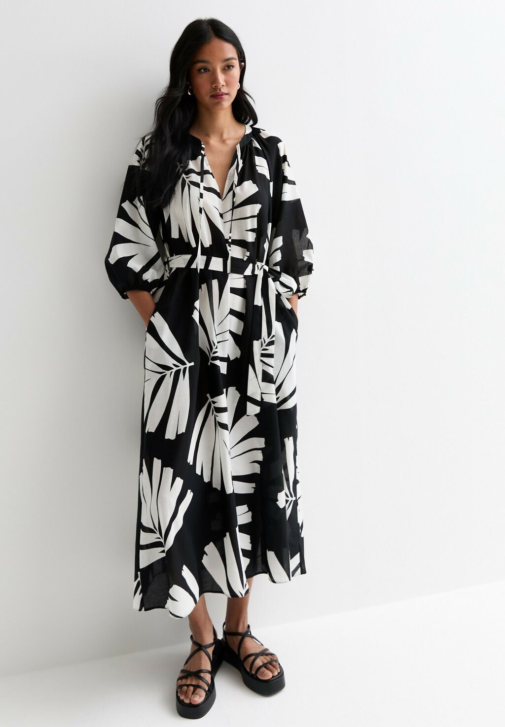 

Дневное платье PALM MIDI SMOCK New Look, черный