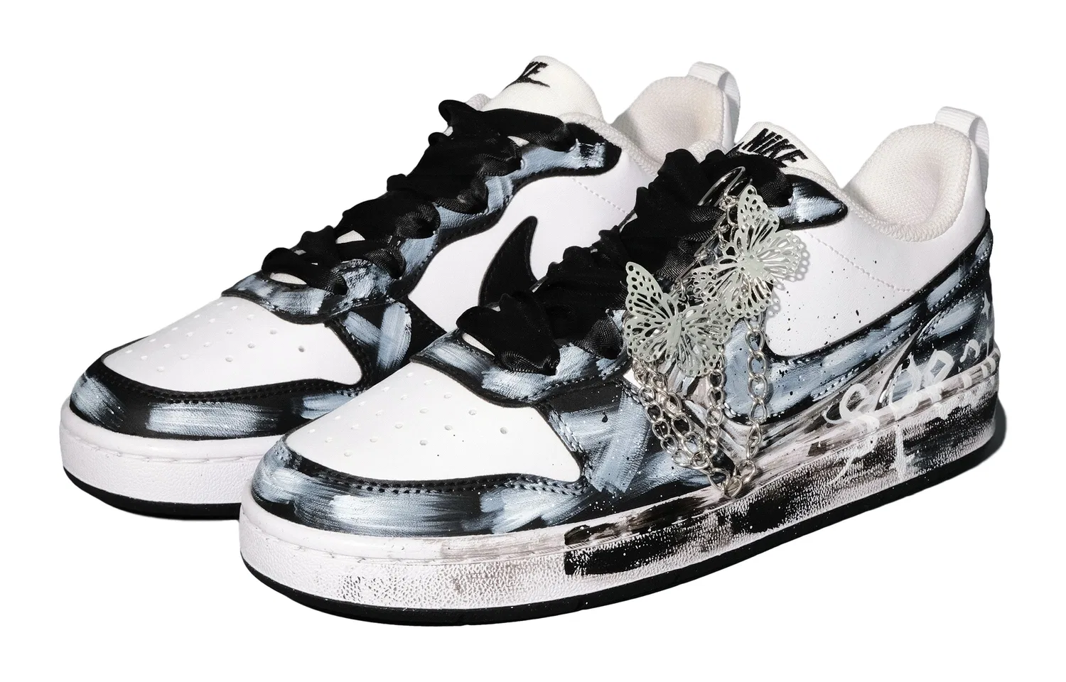 Кроссовки для скейтбординга Court Borough Anti Kick, Slip Resistant, Abrasion Resistant низкие детские Black Teenagers Nike — фото 4
