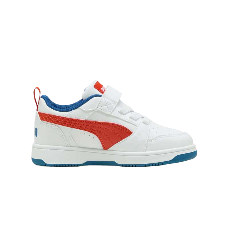 Rebound V6 Lo Low top детские скейтборд кроссовки PUMA, белый красный синий — фото 3