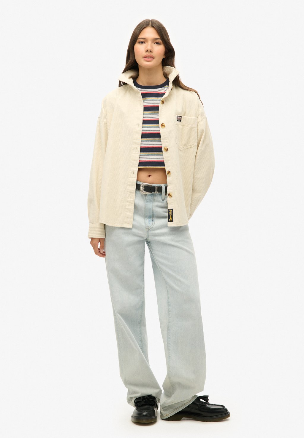 

Футболка с принтом VINTAGE STRIPE CROP Superdry, синий