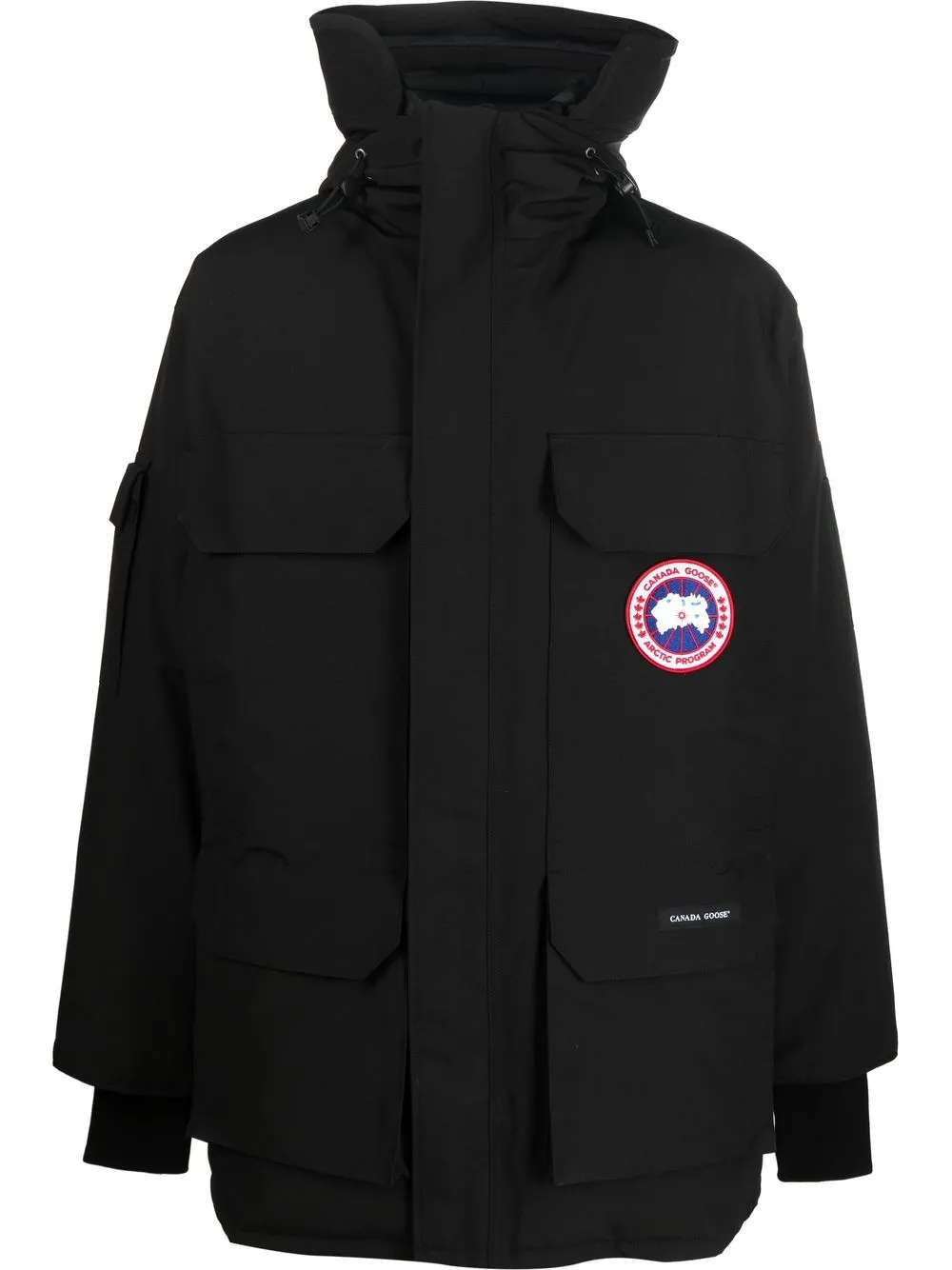 

Пуховик с капюшоном и нашивкой-логотипом Canada Goose, черный