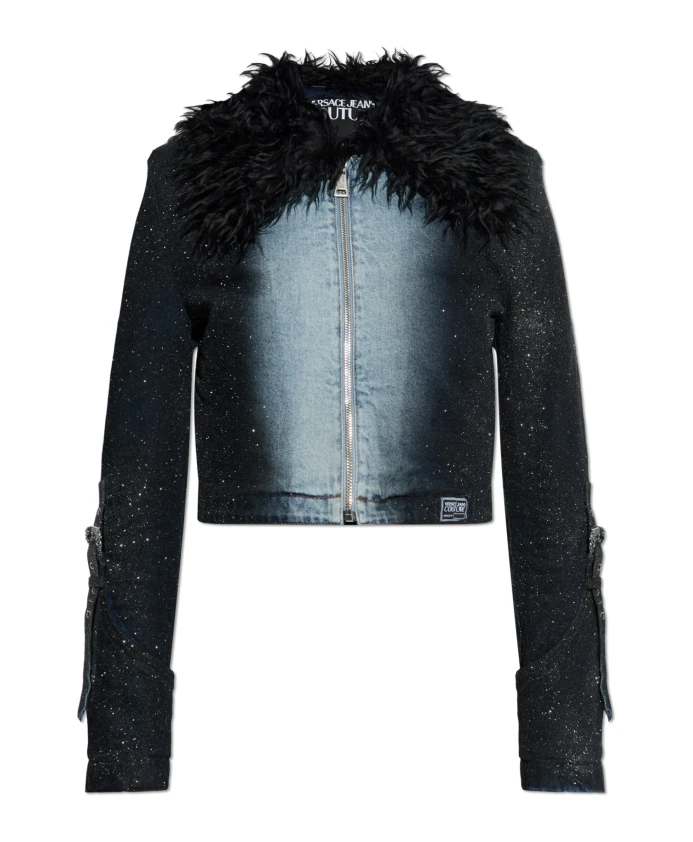 

Джинсовая куртка с мерцающими блестками Versace Jeans Couture, черный