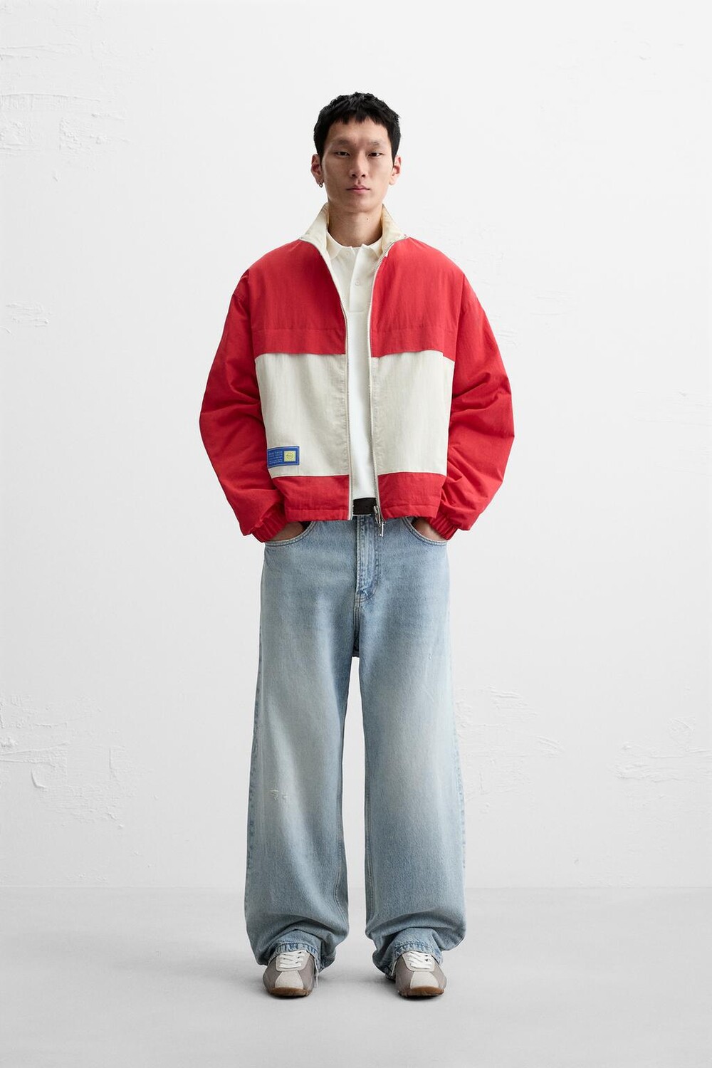 

Техническая куртка color block ZARA, ярко-красный