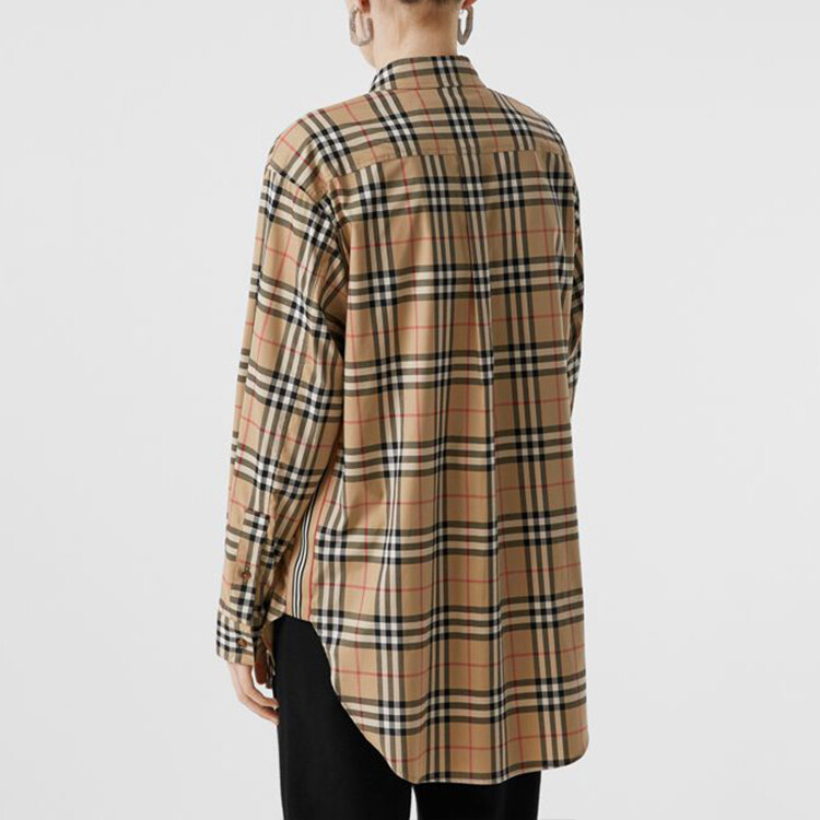 Рубашка Burberry в винтажную клетку, коричневый — фото 4