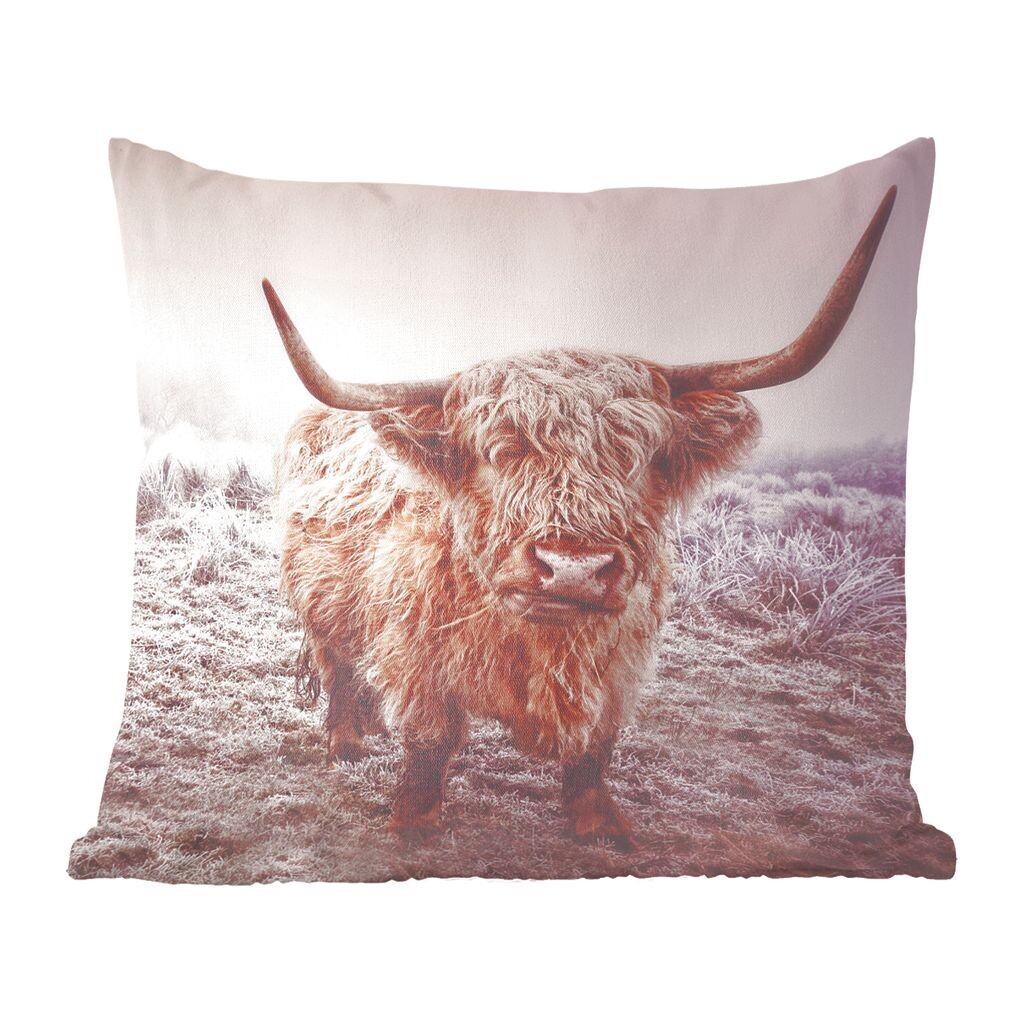 

Декоративная подушка MuchoWow Диванная подушка Декоративная подушка для гостиной 60 x 60 см Шотландский горец - Снег - Солнце - Чехол на подушку - Хлопчатобумажная ткань - Декоративные наволочки