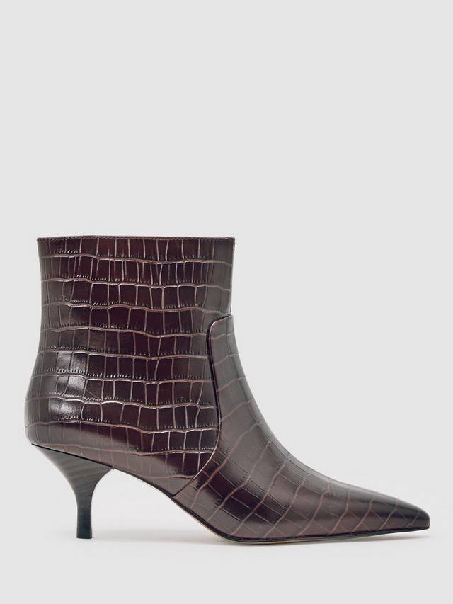 Кожаные ботинки Pippa на каблуке-стилете с коротким голенищем Reiss, Burgundy