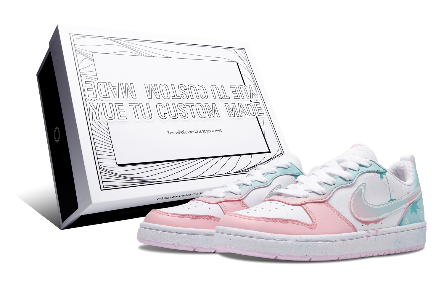

Кроссовки Nike Court Borough Skateboarding Shoes Women's Low-top Pink-green-white, розовый