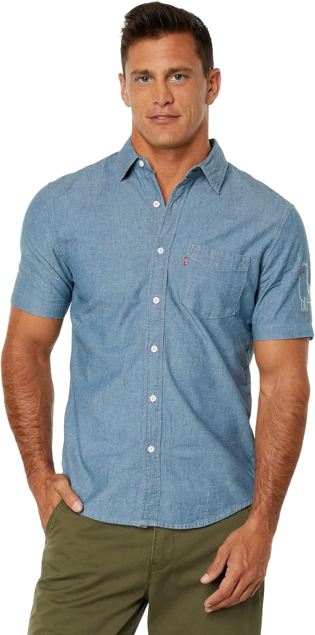 

Мужская классическая рубашка с коротким рукавом и одним карманом Levi's Mens, Home Craft Embroidery