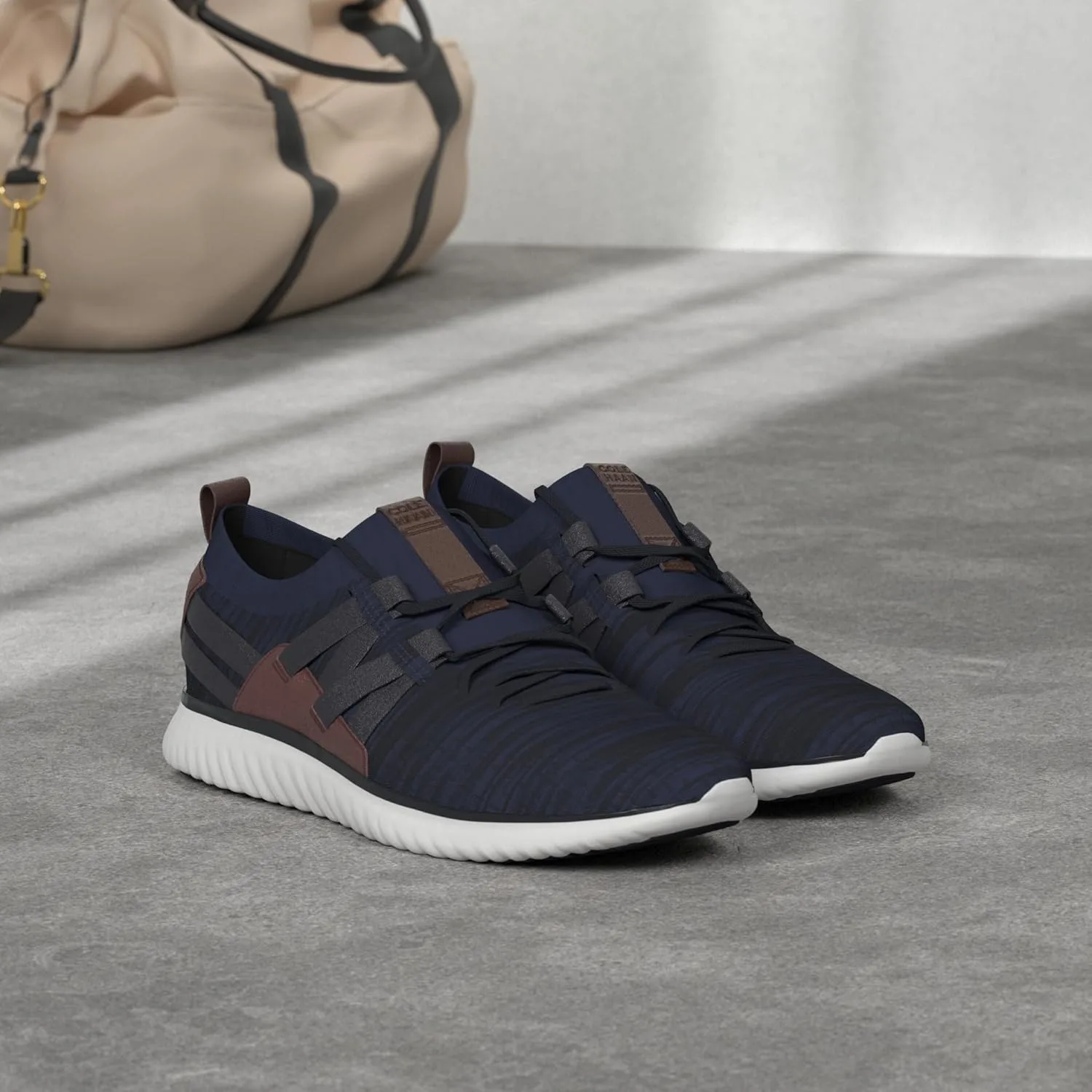 Мужские тканые кроссовки Cole Haan Grand Motion Stitchlite, белый/черный/бежевый — фото 3