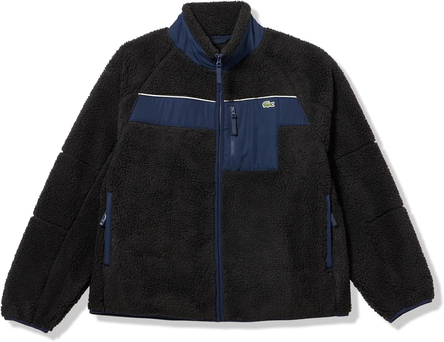 Толстовка на молнии, флисовая, Lacoste, цвет Black/Navy Blue