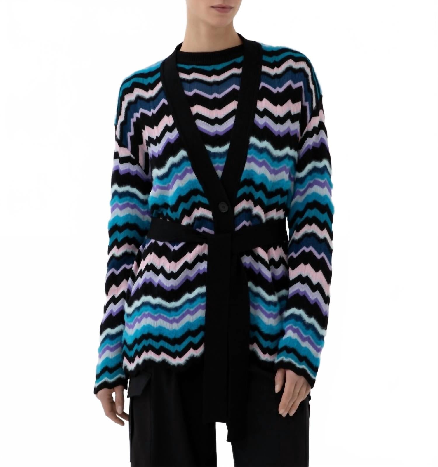 

Текстурированный кардиган в мультиколоре на синей основе Missoni