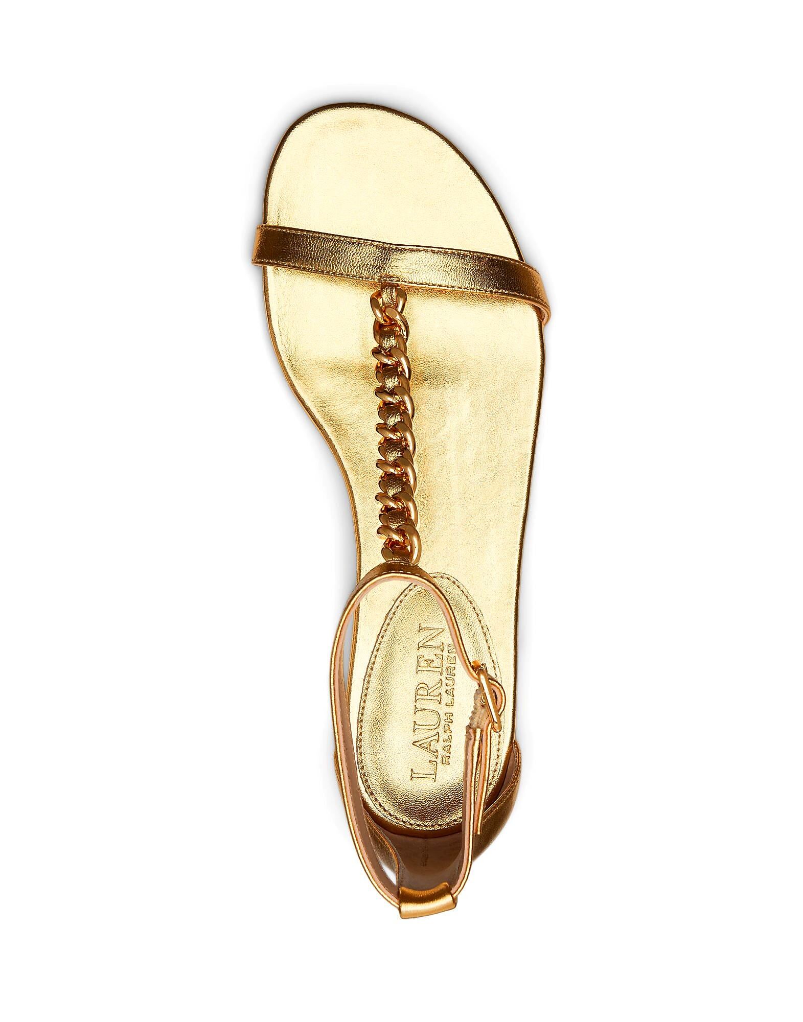 Сандалии Elise Metallic Nappa Leather Sandal Ralph Lauren, золотой — фото 4
