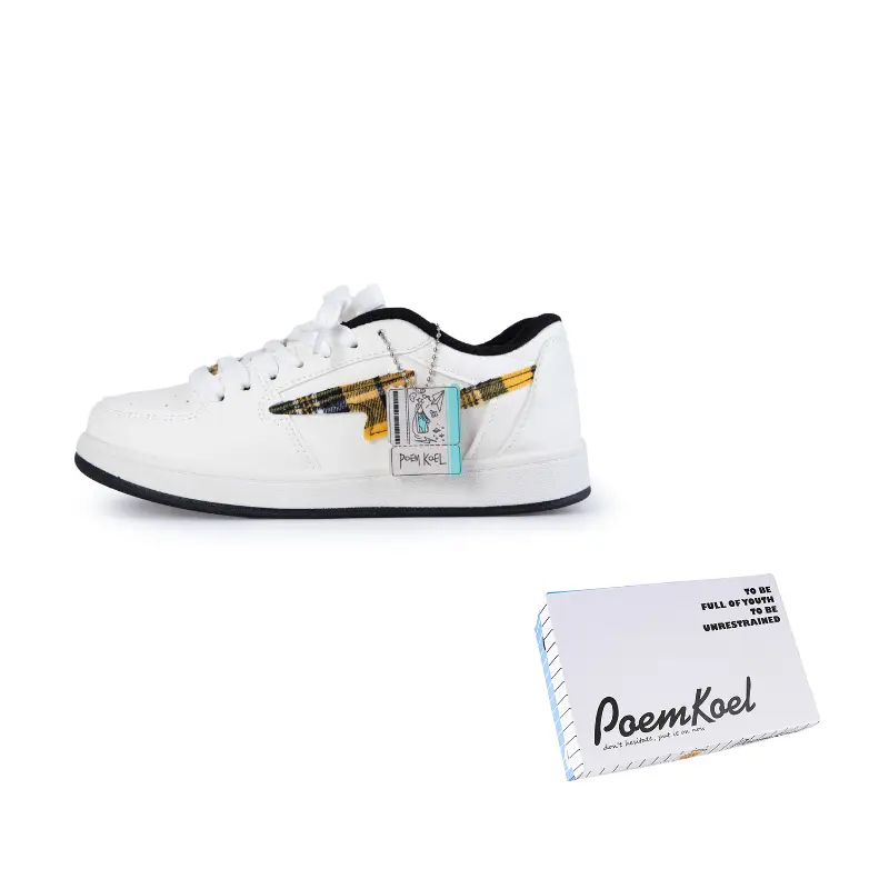 

POEM KOEL Износостойкие и легкие низкие скейтерские кроссовки унисекс бело-желтые, цвет White Yellow