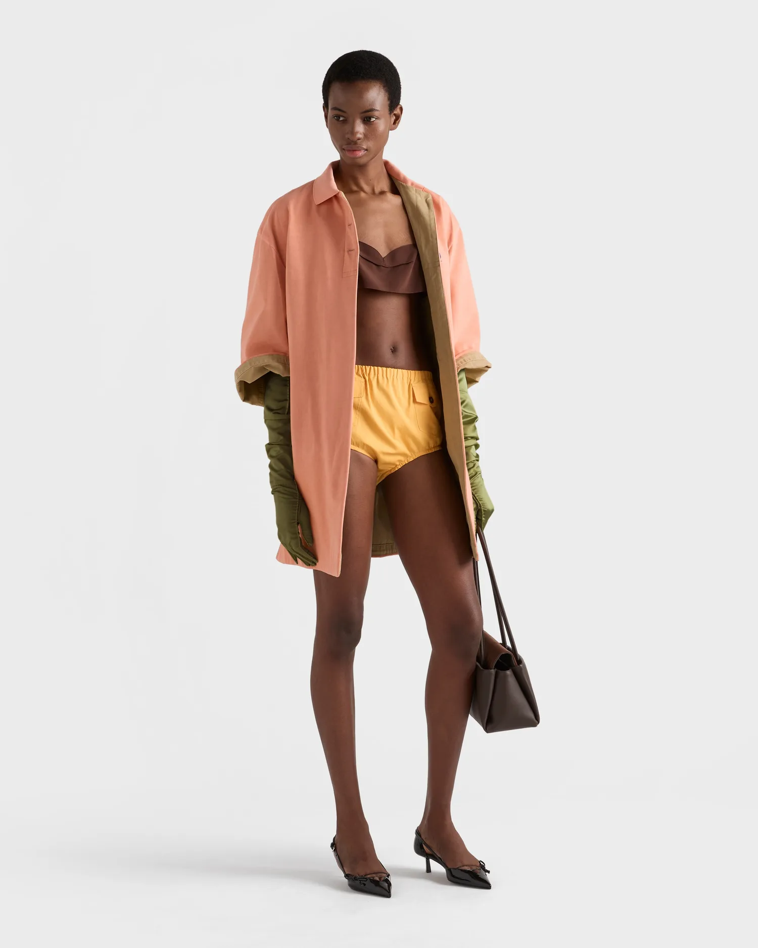 Пальто из старого пике Prada, абрикосовый/хаки — фото 2