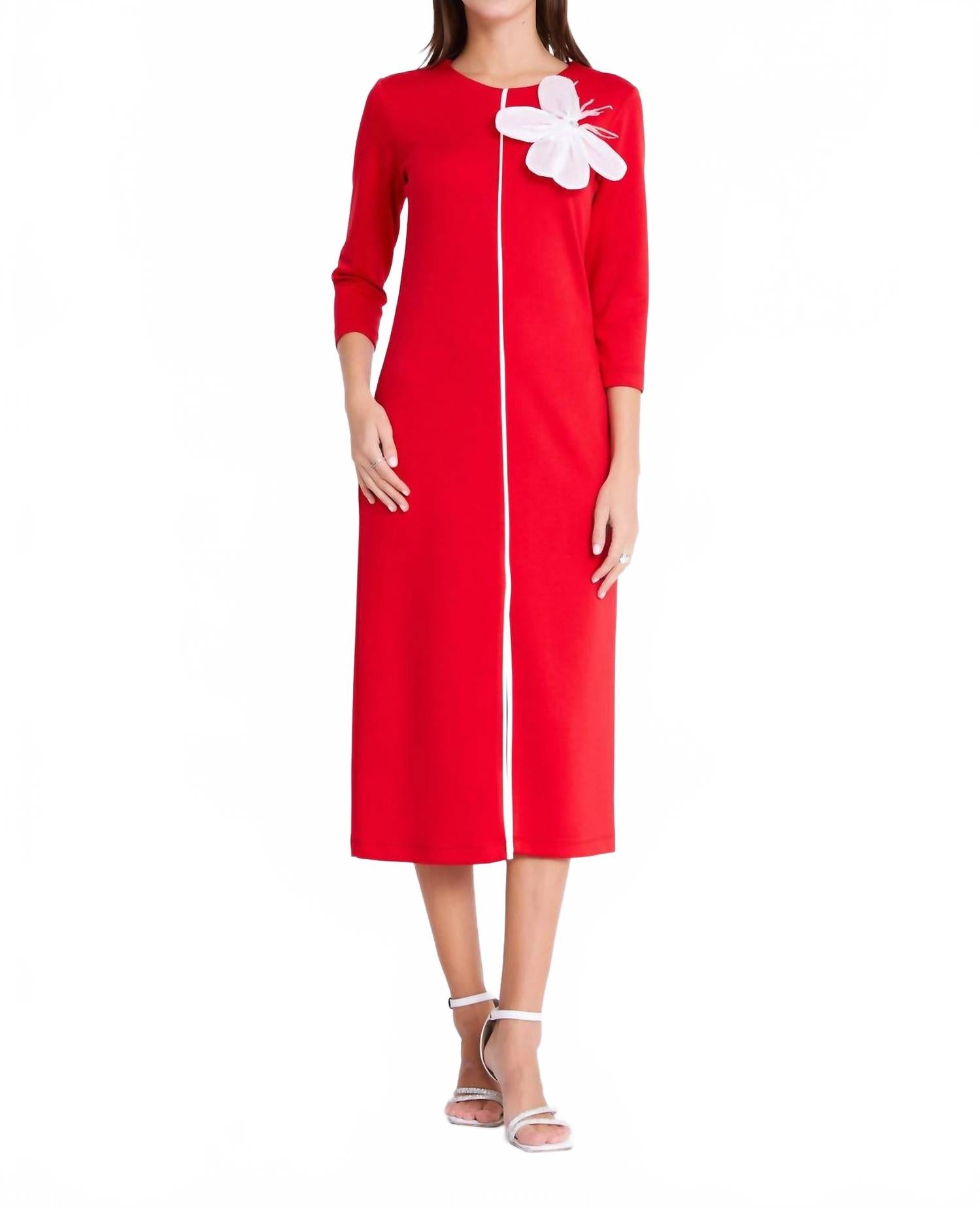 

Красное повседневное платье миди из хлопка Zaalima Fashion