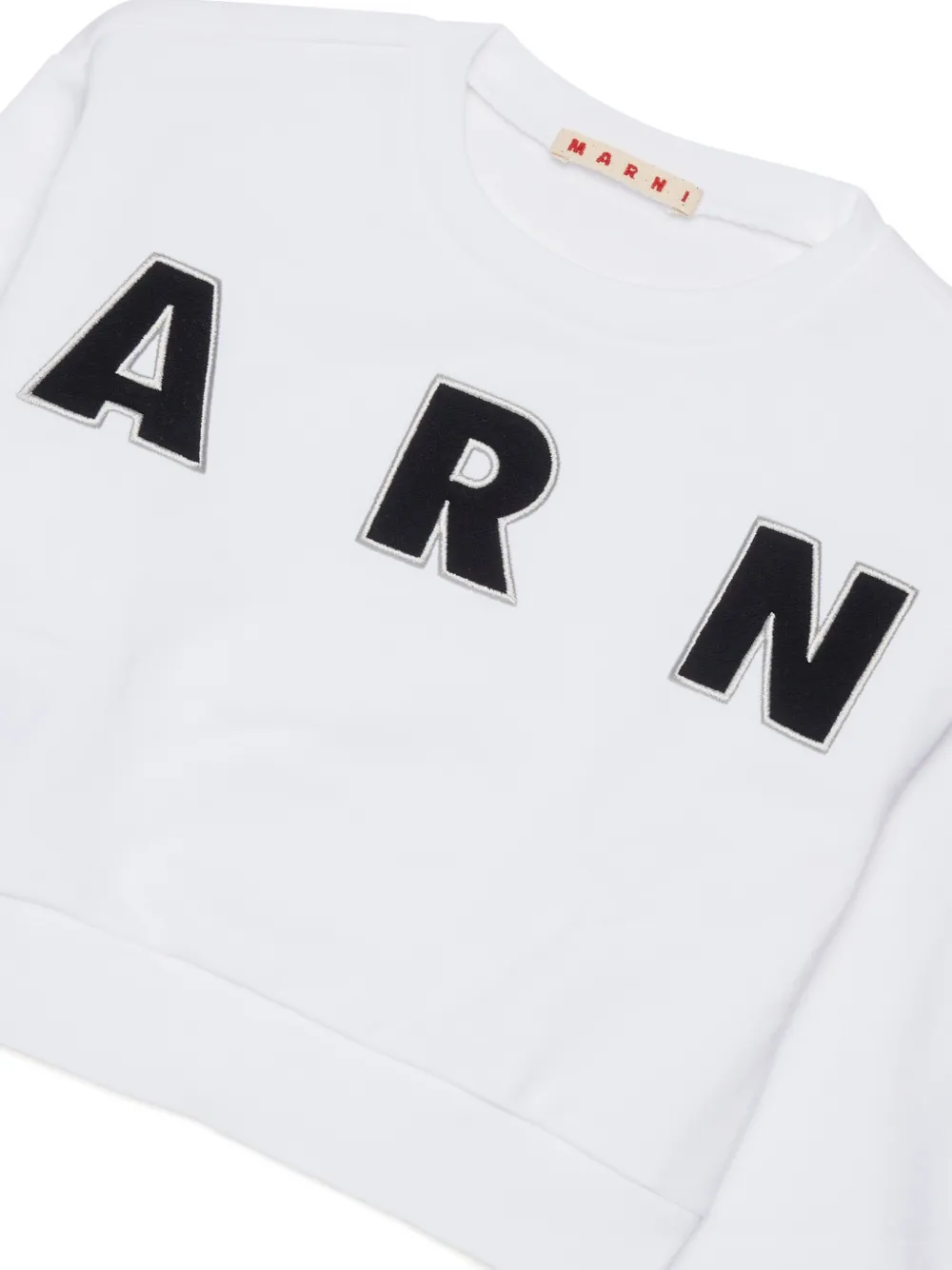 Укороченный свитшот с вышитым логотипом Marni Kids, белый — фото 3