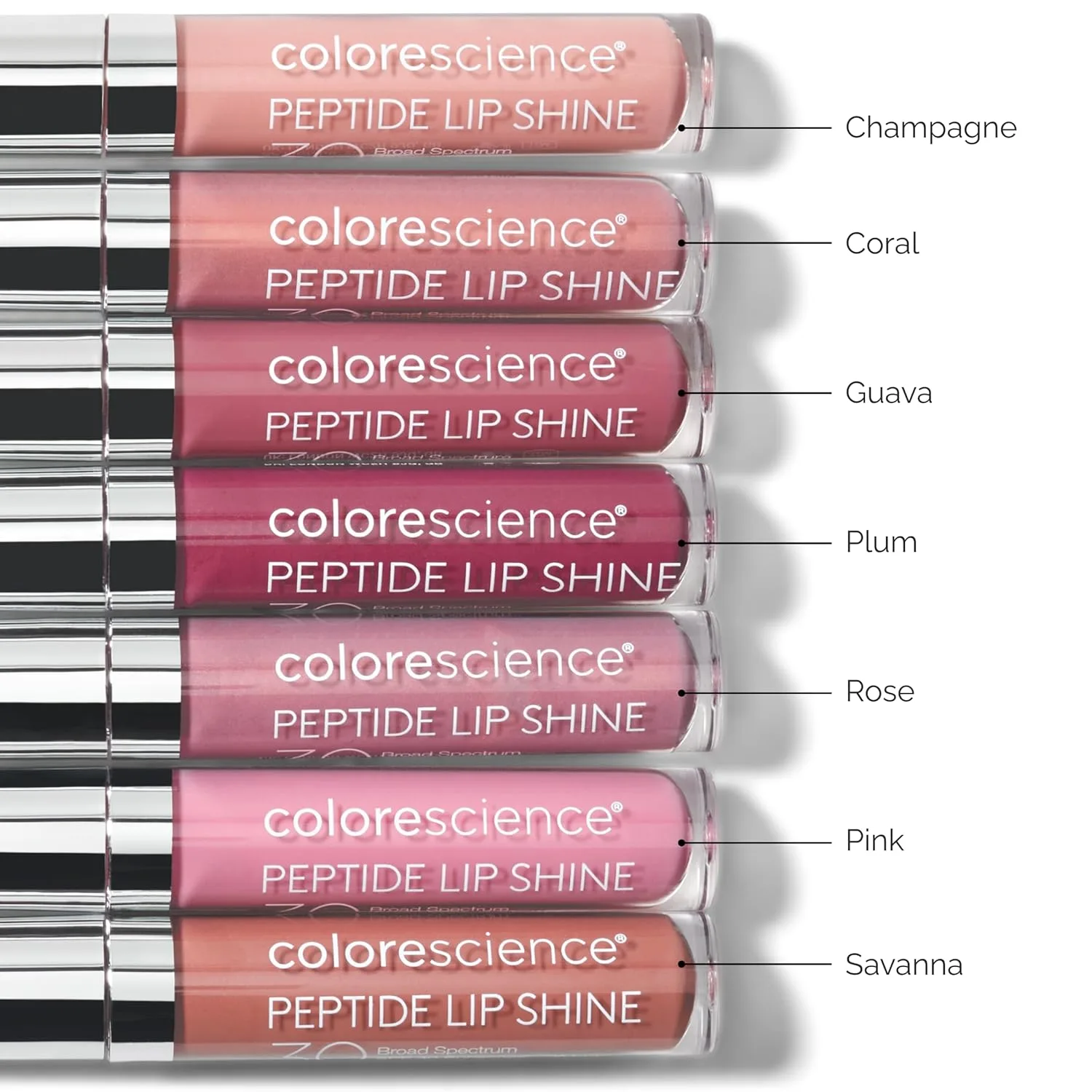 Colorescience Peptide Lip Shine SPF 30, клинически доказанная пептидная формула для увеличения объема, увлажнения, кондиционирования, питания и защиты от свободных радикалов, наращиваемый цвет без красителей, Guava — фото 3