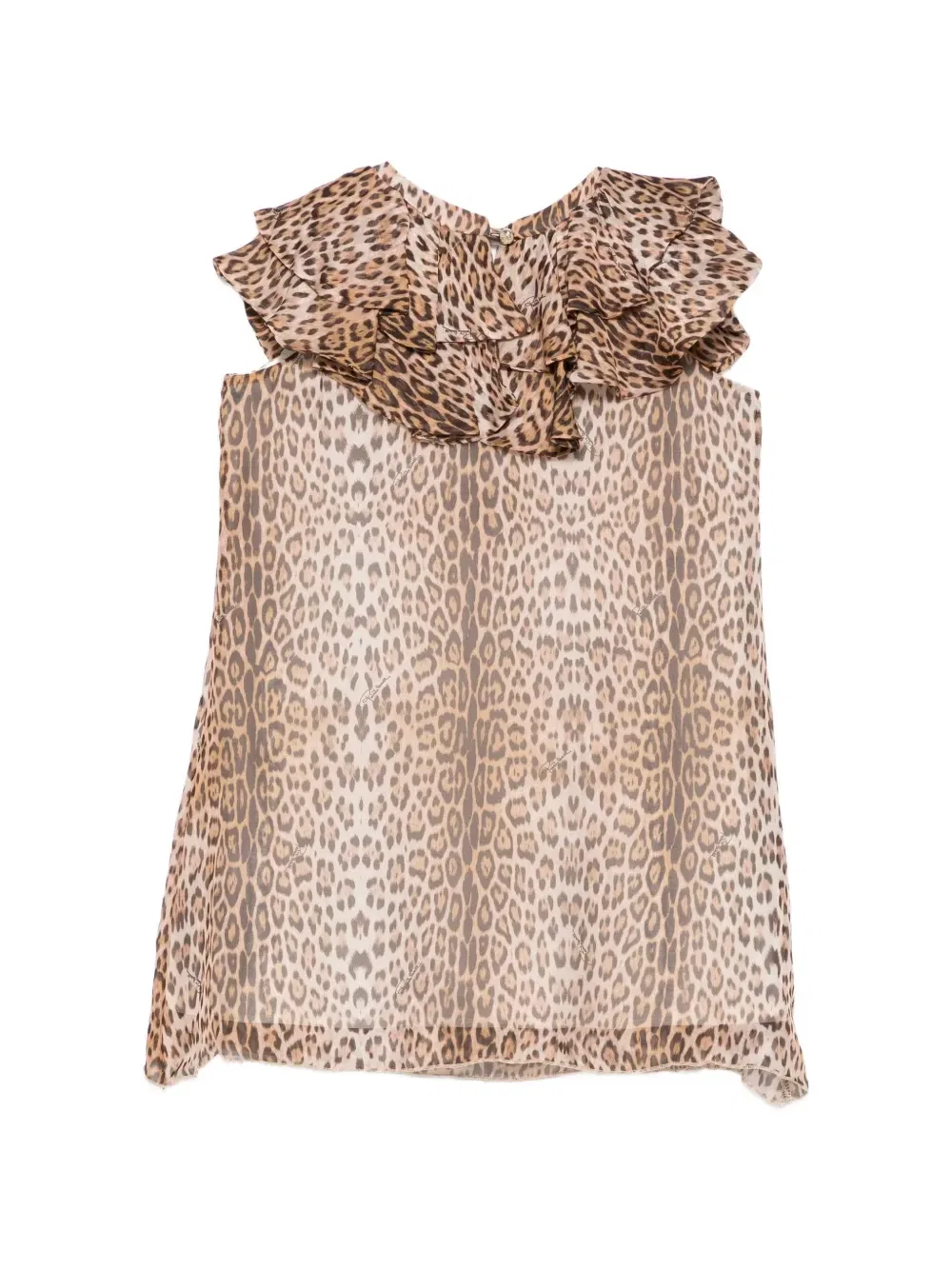 Платье с леопардовым принтом и оборками Roberto Cavalli Junior, коричневый — фото 2