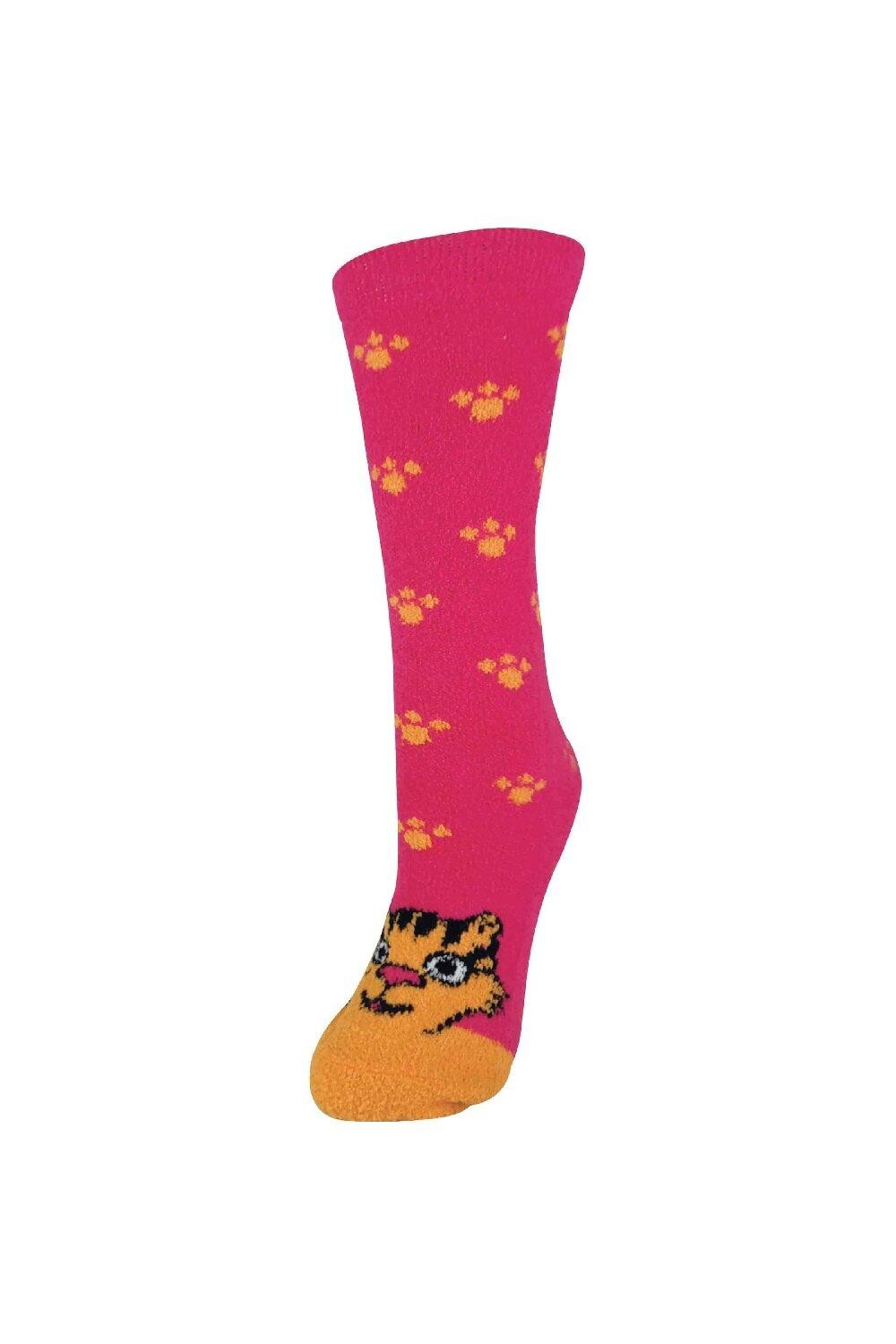 

Мягкие пушистые нескользящие носки-тапочки с рисунками животных Sock Snob, розовый