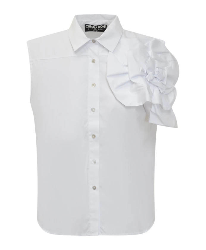 

Белая блузка без рукавов с цветочным узором Chiara Boni, белый