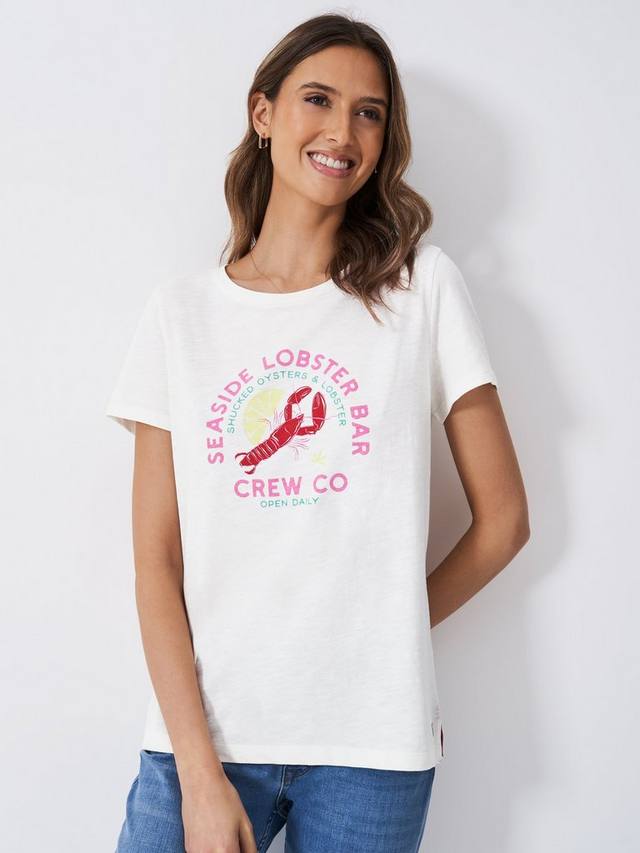 

Футболка с принтом лобстера Crew Clothing, White/Multi