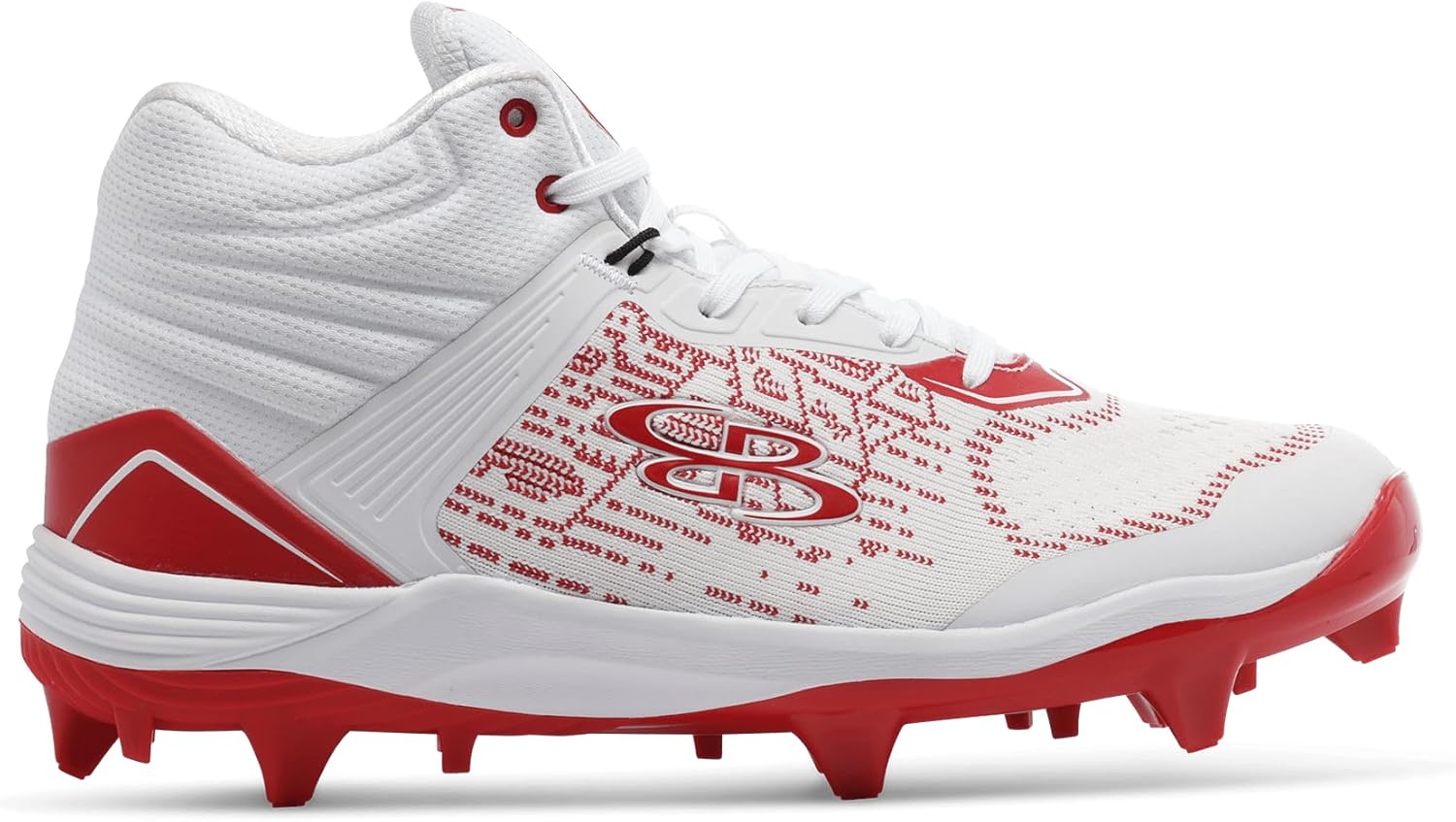 Бутсы Boombah Viper Pureknit для мужчин с формованной средней подошвой - Status - несколько цветовых вариантов - несколько размеров, белый/красный — фото 3