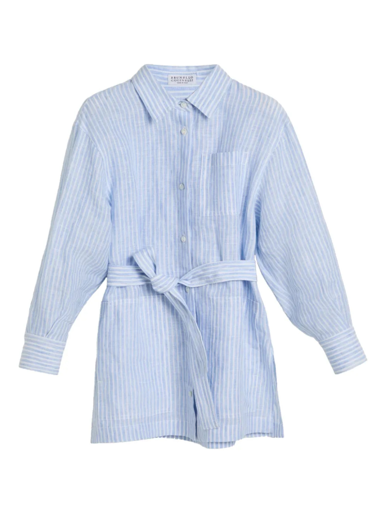 

Brunello Cucinelli Kids длинная рубашка с поясом, синий