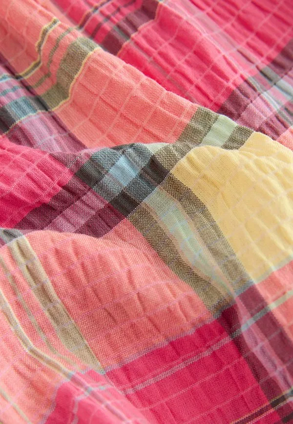 Платье-Рубашка прямого кроя без рукавов с баской Next, Multi Pink Check — фото 3