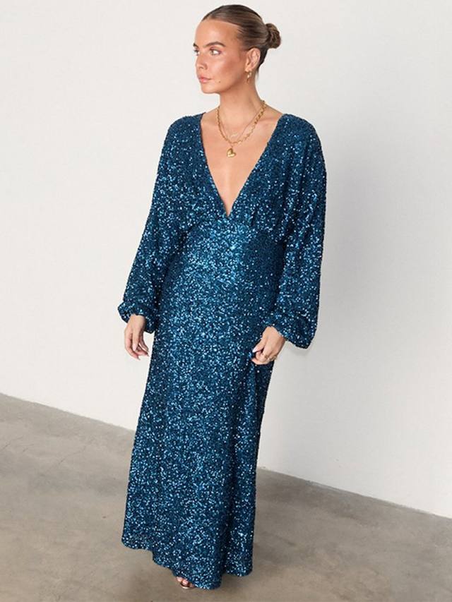 

Платье с блестками Never Fully Dressed, бирюзовый