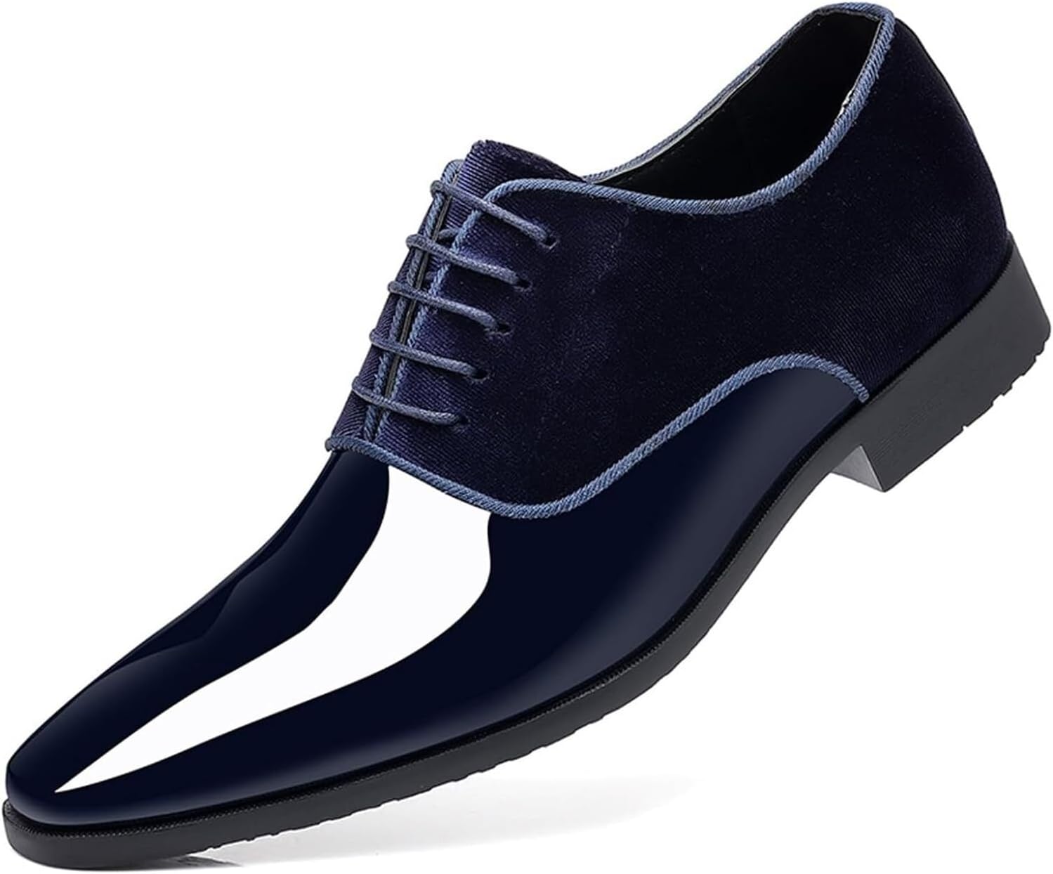 

Мужские винтажные блестящие туфли из лаковой кожи и замши, оксфорды для вечернего и делового костюма, мужские лоферы Generic, синий