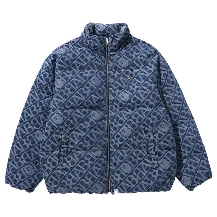 

Куртка BAPE Denim Monogram Puffer Down 'Blue', синий