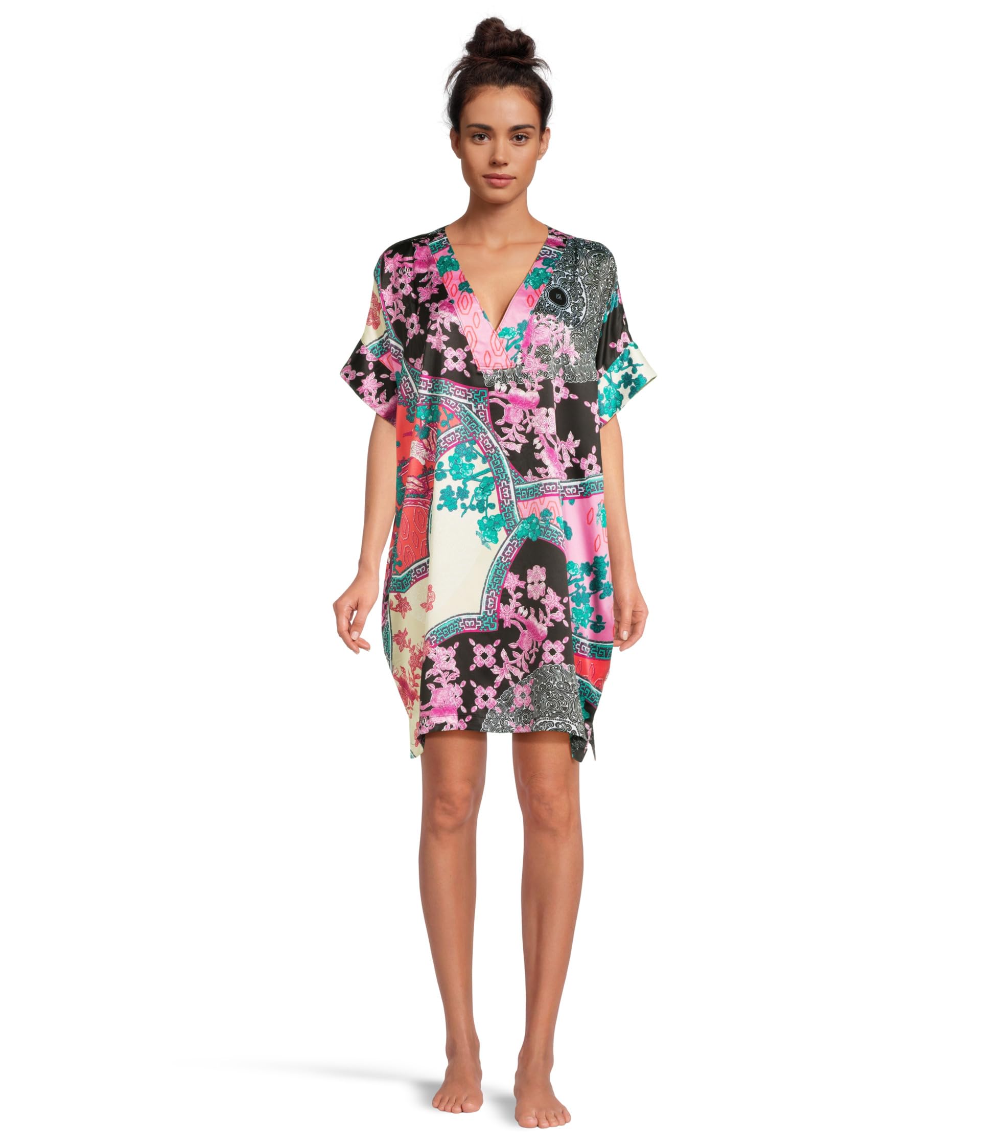 

Ночная рубашка N by Natori Brocade Satin Sleepshirt, цвет Black/Multi