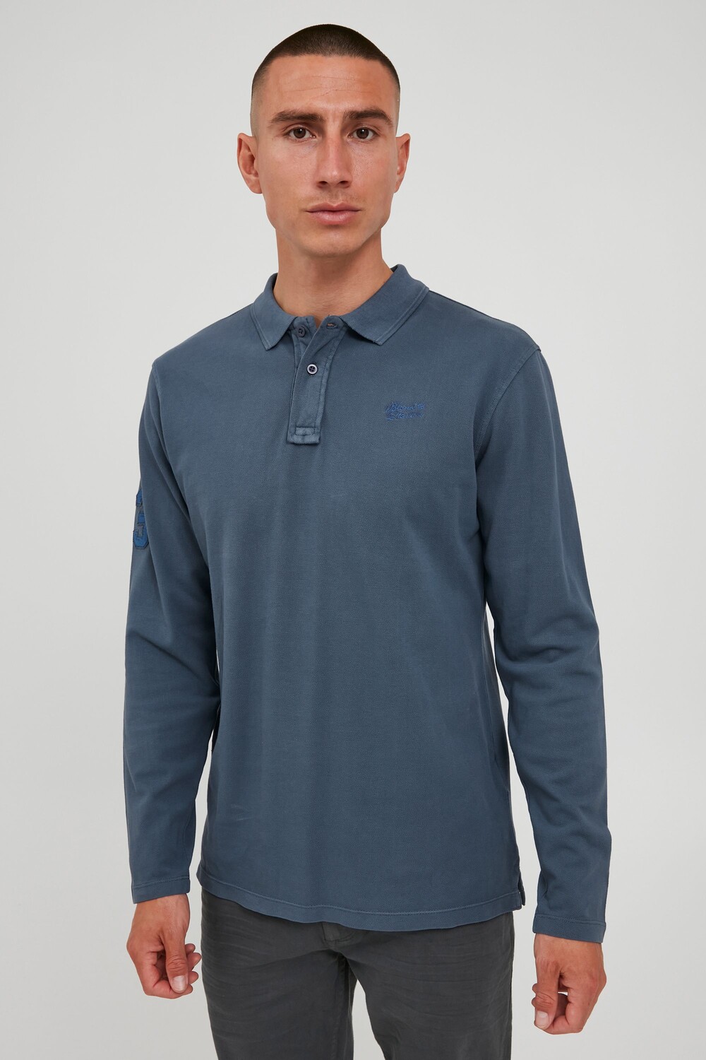 

Лонгслив BLEND Langarm Poloshirt, синий